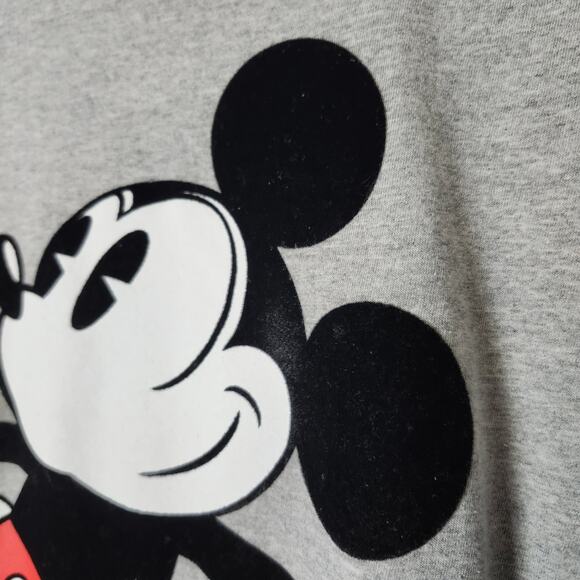 Disney Mickey Mouse Men's Short Sleeve T-Shirt Gray X-Large  Felt Logo - Picture 3 of 10